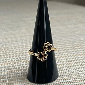 Gold Paw Print Adjustable Ring